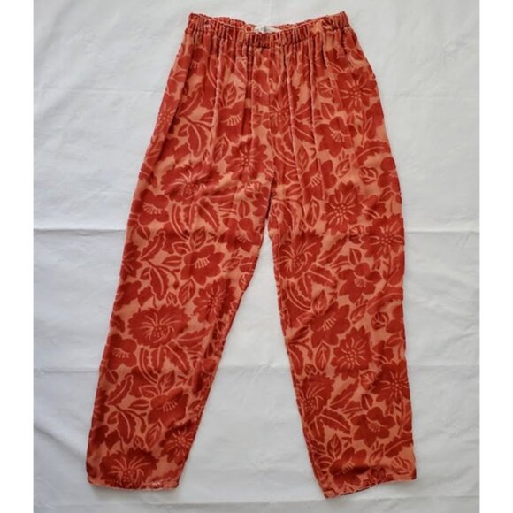 Magid Bernard Peach Silk 2-Pc Velvet Burnout Floral Vintage Chic Loungewear Sz S - Picture 11 of 16